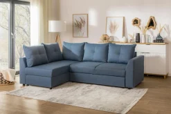 Narożniki|Exline Narożnik rozkładany niebieski SORINO lewy