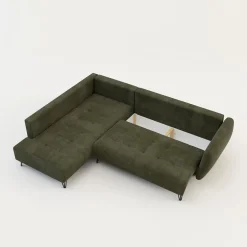 Exline Narożnik rozkładany oliwkowy AMELIA lewy