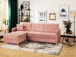 Narożniki|Exline Narożnik rozkładany różowy VOLARE