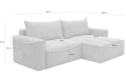 Narożniki|Softi Narożnik rozkładany sztruksowy szary LILLI