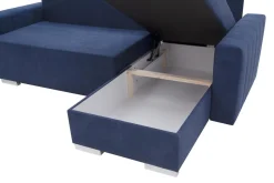 Narożniki| Narożnik rozkładany z 2 pojemnikami granatowy ALBI