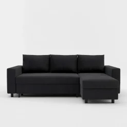 IMPERIAL-MEBLE (D.C.M. FRESH) Narożnik rozkładany z 2 pojemnikami czarny MEDIO