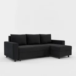 IMPERIAL-MEBLE (D.C.M. FRESH) Narożnik rozkładany z 2 pojemnikami czarny MEDIO