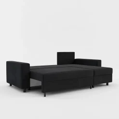 IMPERIAL-MEBLE (D.C.M. FRESH) Narożnik rozkładany z 2 pojemnikami czarny MEDIO