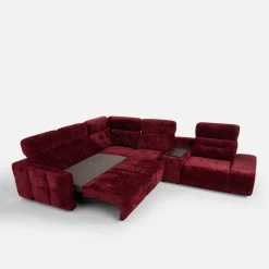 Impresti Narożnik rozkładany z funkcją relaksu i barkiem bordowy CANTATA lewy