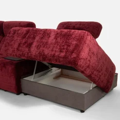 Impresti Narożnik rozkładany z funkcją relaksu i barkiem bordowy CANTATA lewy