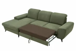INFINI Narożnik rozkładany z poduszkami oliwkowy ALTA lewy