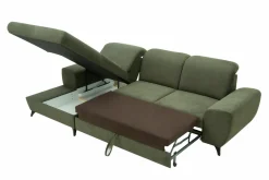 INFINI Narożnik rozkładany z poduszkami oliwkowy ALTA lewy