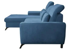 INFINI Narożnik rozkładany z poduszkami niebieski ALTA lewy