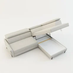 Narożniki|Instilo Narożnik rozkładany z regulowanymi zagłówkami jasnoszary ROMEO lewy