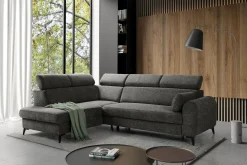 Narożnik rozkładany z regulowanymi zagłówkami ciemnoszary TRENTO lewy