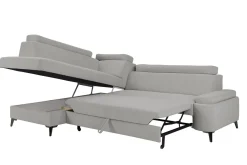 Narożnik rozkładany z regulowanymi zagłówkami jasnoszary LUGANO 2 lewy