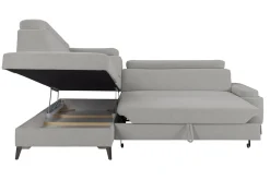 Narożnik rozkładany z regulowanymi zagłówkami jasnoszary LUGANO 2 lewy