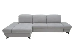 Narożnik rozkładany z regulowanymi zagłówkami szary HARPER lewy