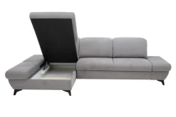 Narożnik rozkładany z regulowanymi zagłówkami szary HARPER lewy