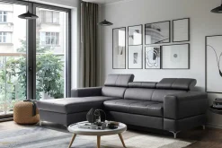 Narożniki|Trend Line Narożnik rozkładany z regulowanymi zagłówkami czarny TORINO lewy