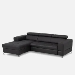 Narożniki|Trend Line Narożnik rozkładany z regulowanymi zagłówkami czarny TORINO lewy