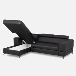 Narożniki|Trend Line Narożnik rozkładany z regulowanymi zagłówkami czarny TORINO lewy