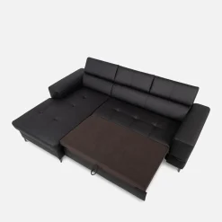 Narożniki|Trend Line Narożnik rozkładany z regulowanymi zagłówkami czarny TORINO lewy