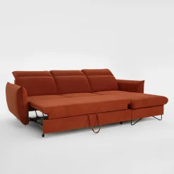 Narożnik rozkładany z regulowanymi zagłówkami ceglasty GLOW