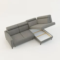 FN Design Narożnik rozkładany z regulowanymi zagłówkami szary TULIA prawy