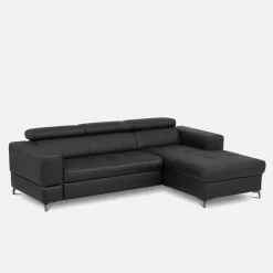 Trend Line Narożnik rozkładany z regulowanymi zagłówkami czarny TORINO prawy