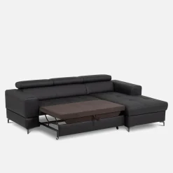 Trend Line Narożnik rozkładany z regulowanymi zagłówkami czarny TORINO prawy