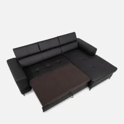 Trend Line Narożnik rozkładany z regulowanymi zagłówkami czarny TORINO prawy