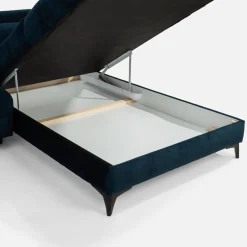 Werdomo Narożnik rozkładany z regulowanymi zagłówkami granatowy ASTOLA prawy