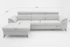 Exline Narożnik rozkładany z regulowanymi zagłówkami beżowy PABLO NEW lewy