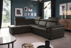 Narożniki|Trend Line Narożnik skórzany brązowy z regulowanymi zagłówkami TOWN