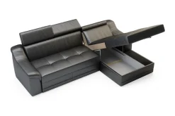 Narożniki|Impresti Narożnik skórzany czarny ALBA prawy