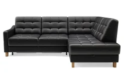 Impresti Narożnik skórzany czarny MALMO prawy