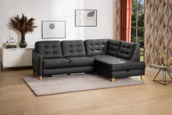 Impresti Narożnik skórzany czarny MALMO prawy