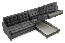 Impresti Narożnik skórzany czarny MALMO prawy