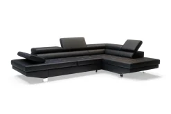 Narożnik skórzany czarny VANILLA prawy