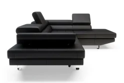 Narożnik skórzany czarny VANILLA prawy