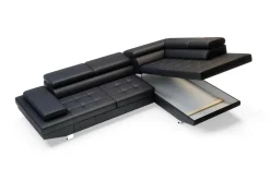 Narożnik skórzany czarny VANILLA prawy