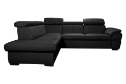 Trend Line Narożnik skórzany czarny z regulowanymi zagłówkami TOWN