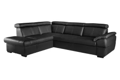 Trend Line Narożnik skórzany czarny z regulowanymi zagłówkami TOWN