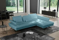 Trend Line Narożnik skórzany niebieski LAZUR prawy