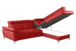 Trend Line Narożnik skórzany rozkładany czerwony MIO prawy