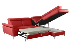 Trend Line Narożnik skórzany rozkładany czerwony MIO prawy