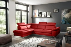 Trend Line Narożnik skórzany rozkładany czerwony MIO lewy