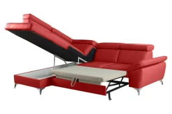 Trend Line Narożnik skórzany rozkładany czerwony MIO lewy