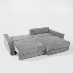 Narożnik sztruksowy jasnoszary NOEMI prawy