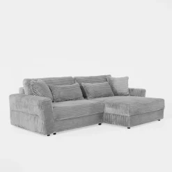 Narożnik sztruksowy jasnoszary NOEMI prawy