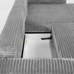 Narożnik sztruksowy jasnoszary NOEMI prawy