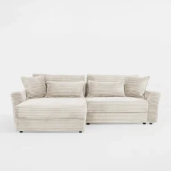 Narożniki| Narożnik sztruksowy kremowy NOEMI lewy