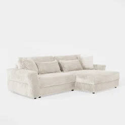 Narożnik sztruksowy kremowy NOEMI prawy